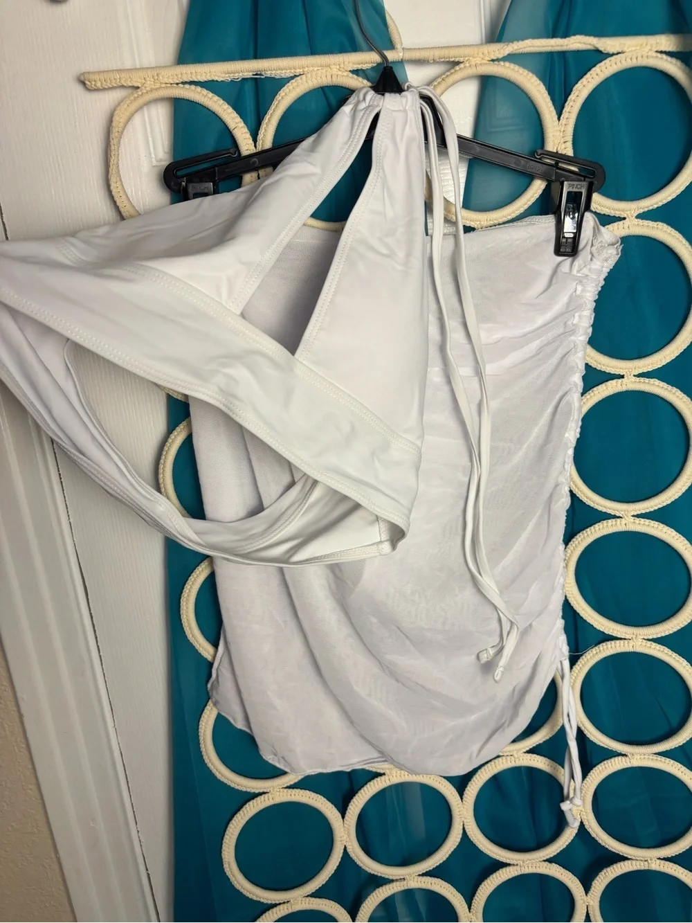 White Halter Bikini Top and Cover-Up Set Medium NWOT